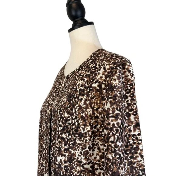 Amber Sun Silk Jacket Black Brown Print Reversible Button Front, Size L - Picture 5 of 15